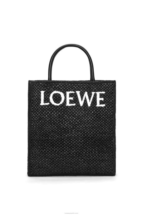 Loewe mujer tote bag estándar a4 en rafia LP6473 blanco negro