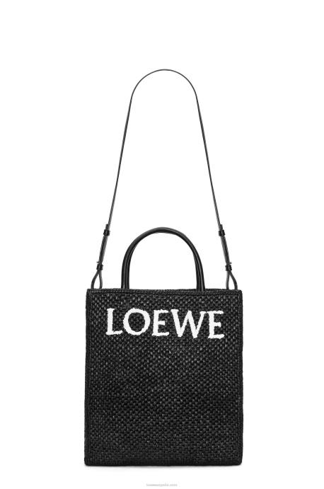 Loewe mujer tote bag estándar a4 en rafia LP6473 blanco negro