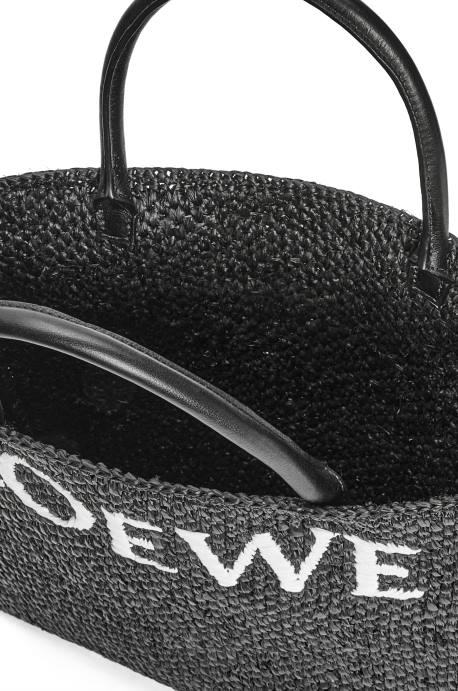 Loewe mujer tote bag estándar a4 en rafia LP6473 blanco negro
