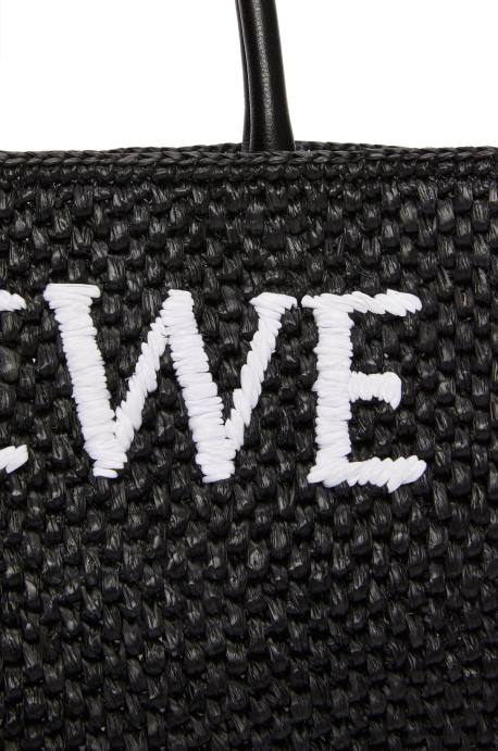 Loewe mujer tote bag estándar a4 en rafia LP6473 blanco negro