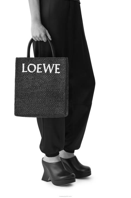 Loewe mujer tote bag estándar a4 en rafia LP6475 natural/negro