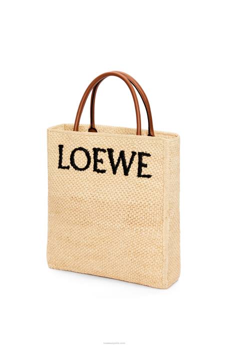 Loewe mujer tote bag estándar a4 en rafia LP6475 natural/negro