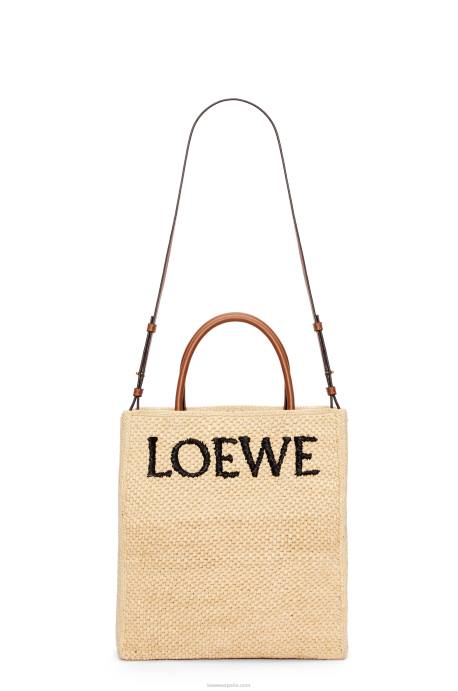 Loewe mujer tote bag estándar a4 en rafia LP6475 natural/negro