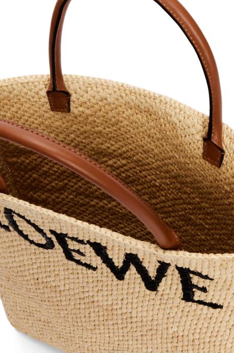 Loewe mujer tote bag estándar a4 en rafia LP6475 natural/negro
