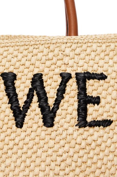 Loewe mujer tote bag estándar a4 en rafia LP6475 natural/negro