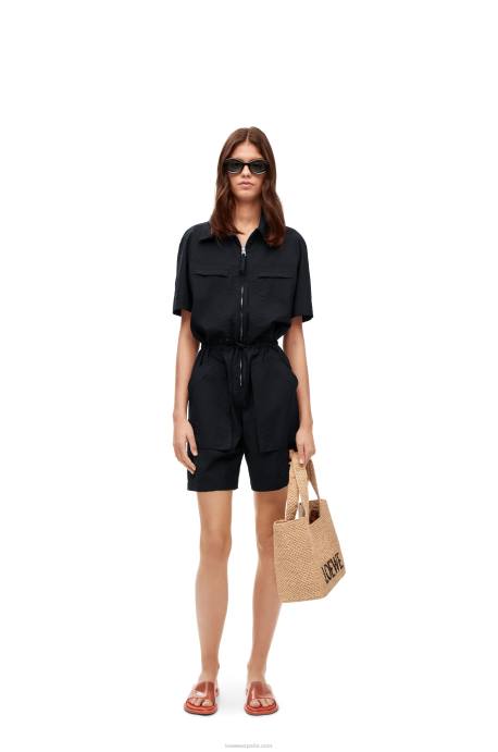 Loewe mujer mono de trabajo de algodón LP641104 negro