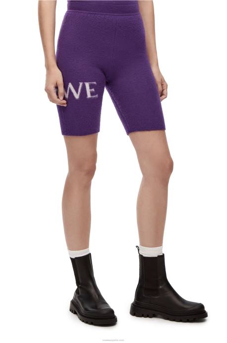 Loewe mujer shorts de ciclismo en lana LP64968 púrpura