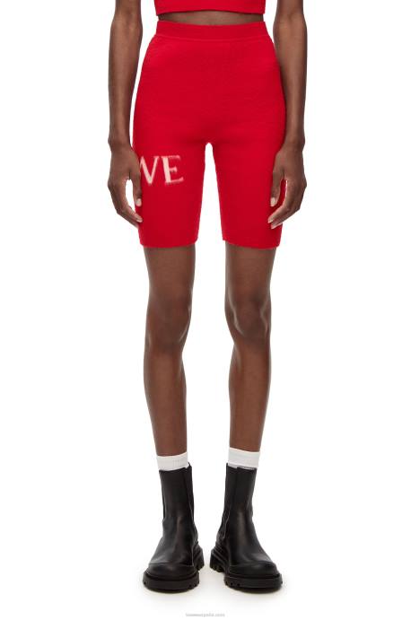 Loewe mujer shorts de ciclismo en lana LP64969 rojo