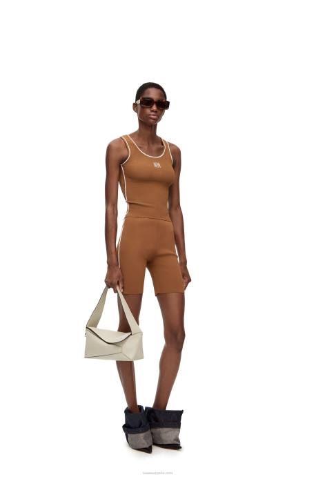 Loewe mujer shorts de ciclista en mezcla de viscosa LP64973 marrón