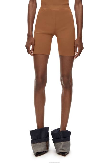 Loewe mujer shorts de ciclista en mezcla de viscosa LP64973 marrón