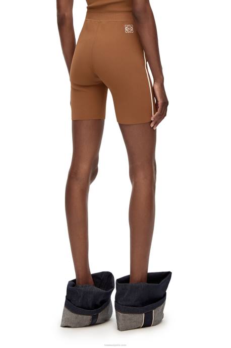 Loewe mujer shorts de ciclista en mezcla de viscosa LP64973 marrón