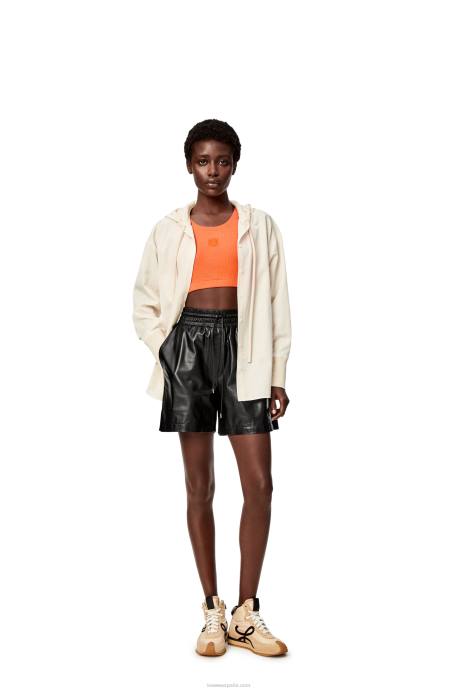 Loewe mujer shorts de napa de cordero LP641112 negro