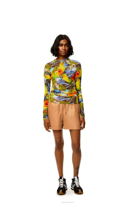 Loewe mujer shorts de napa de cordero LP641123 caramelo