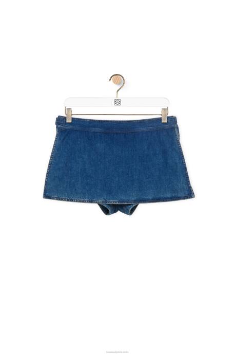 Loewe mujer shorts vaqueros con anagrama LP641168 azul medio