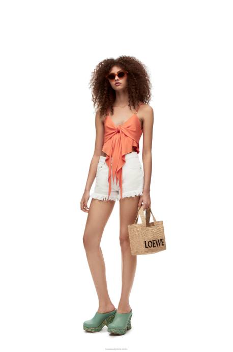 Loewe mujer shorts vaqueros con anagrama LP641171 blanco