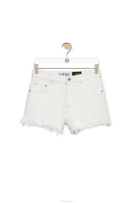 Loewe mujer shorts vaqueros con anagrama LP641171 blanco