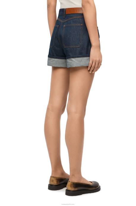 Loewe mujer shorts vaqueros con vuelta LP641165 mezclilla cruda