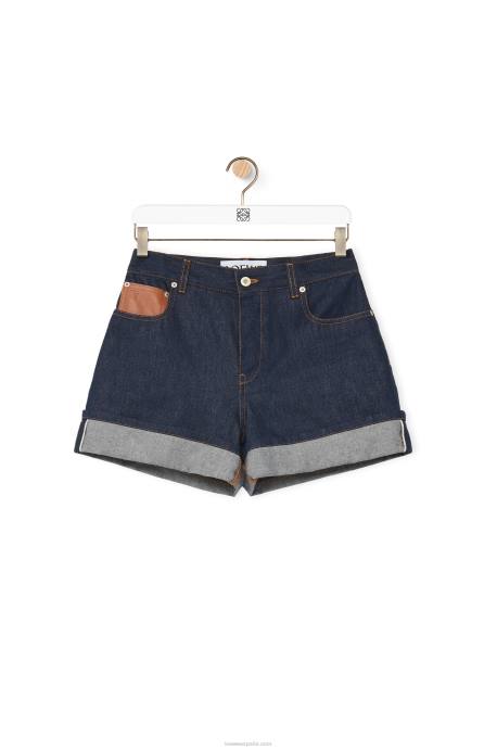 Loewe mujer shorts vaqueros con vuelta LP641165 mezclilla cruda