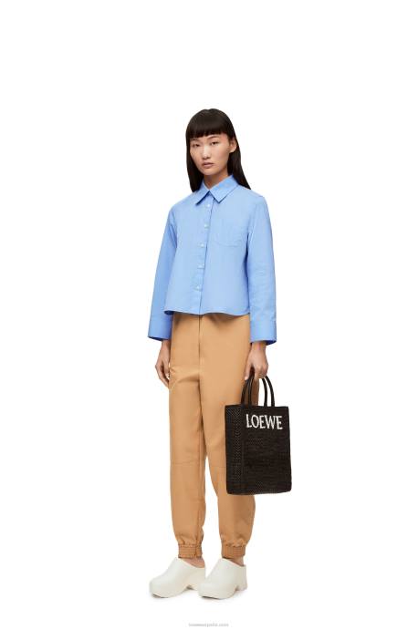 Loewe mujer Camisa trapecio con anagrama de popelina de algodón LP64898 bebe azul