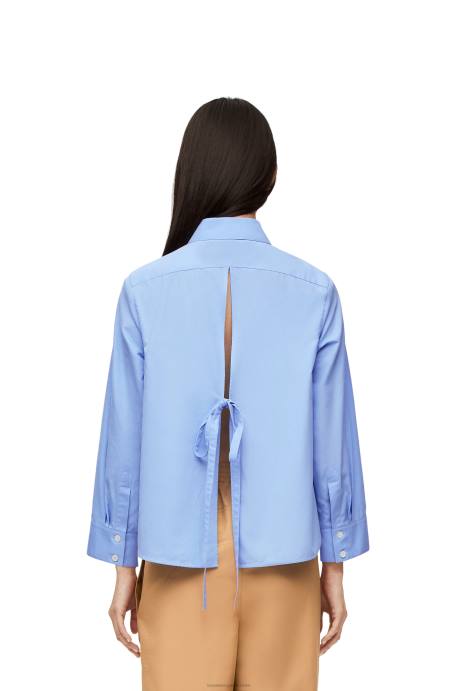 Loewe mujer Camisa trapecio con anagrama de popelina de algodón LP64898 bebe azul