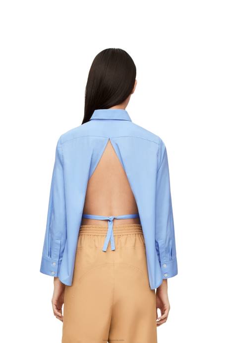 Loewe mujer Camisa trapecio con anagrama de popelina de algodón LP64898 bebe azul