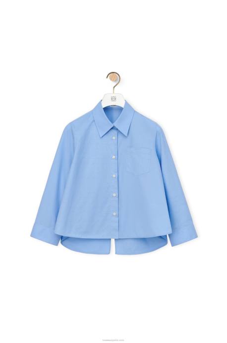 Loewe mujer Camisa trapecio con anagrama de popelina de algodón LP64898 bebe azul
