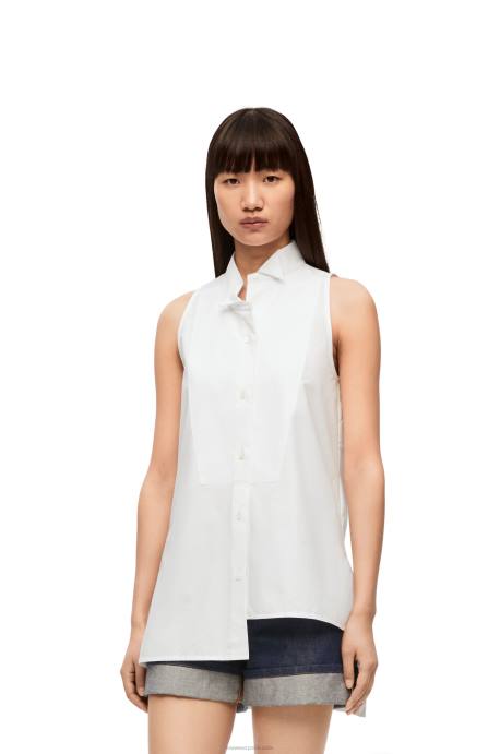 Loewe mujer camisa asimétrica de algodón LP64858 blanco