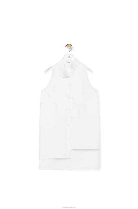 Loewe mujer camisa asimétrica de algodón LP64858 blanco