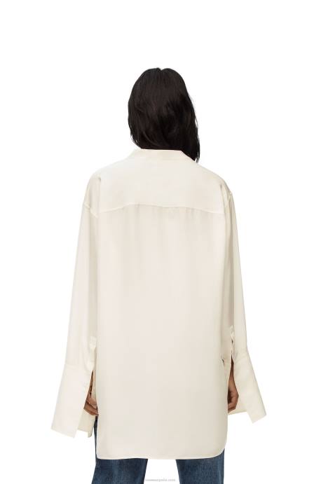 Loewe mujer camisa asimétrica de seda LP64925 Marfil