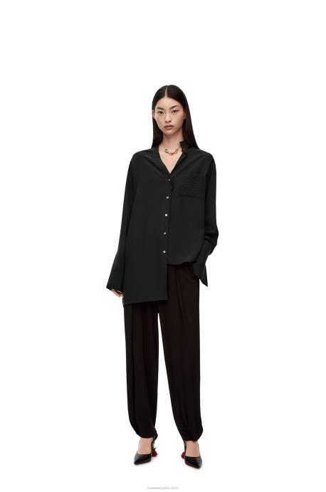 Loewe mujer camisa asimétrica de seda LP64926 negro