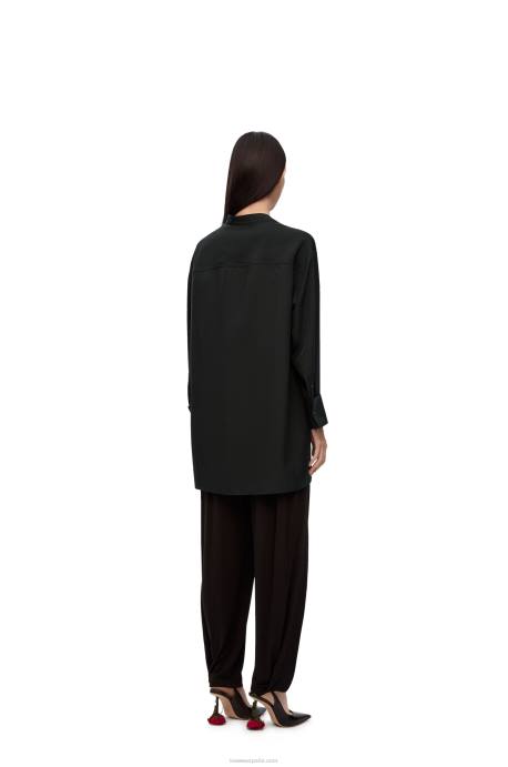 Loewe mujer camisa asimétrica de seda LP64926 negro