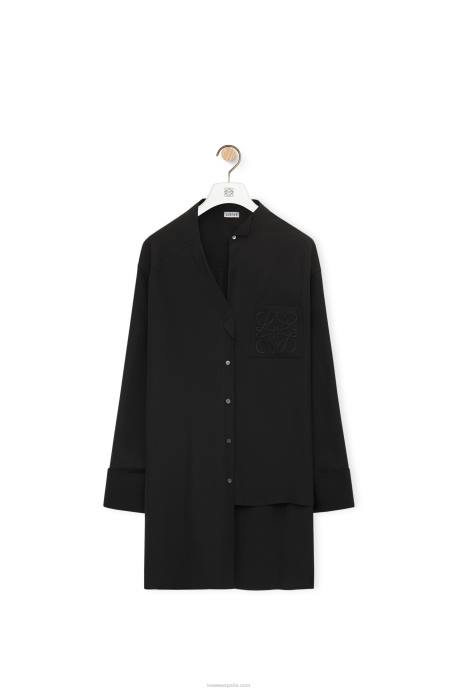 Loewe mujer camisa asimétrica de seda LP64926 negro