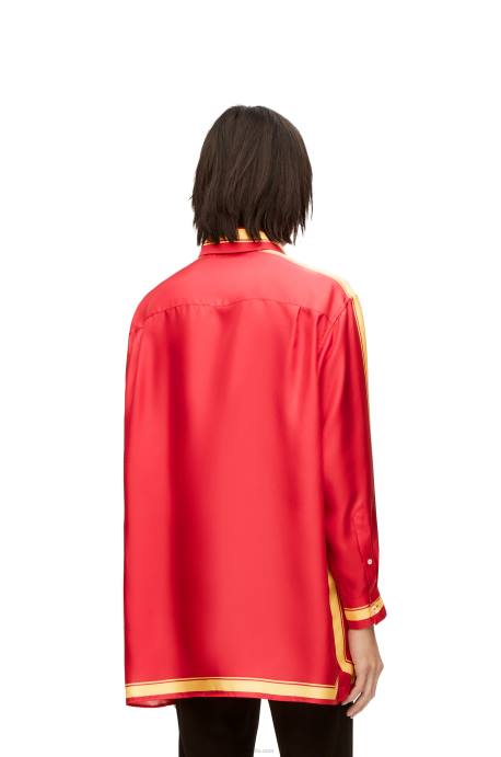 Loewe mujer camisa bruja de los residuos en seda LP64943 rosa/amarillo