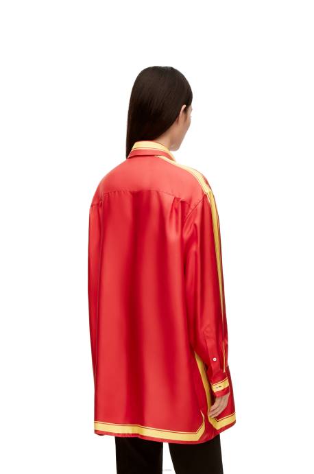 Loewe mujer camisa bruja de los residuos en seda LP64943 rosa/amarillo