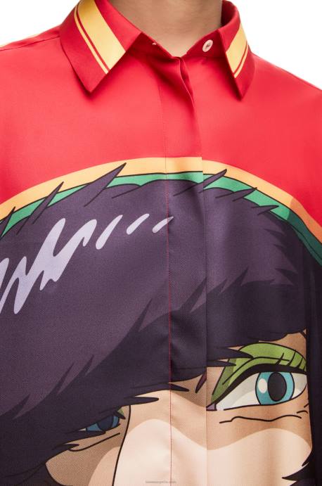 Loewe mujer camisa bruja de los residuos en seda LP64943 rosa/amarillo