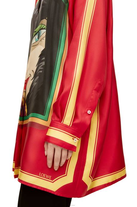 Loewe mujer camisa bruja de los residuos en seda LP64943 rosa/amarillo