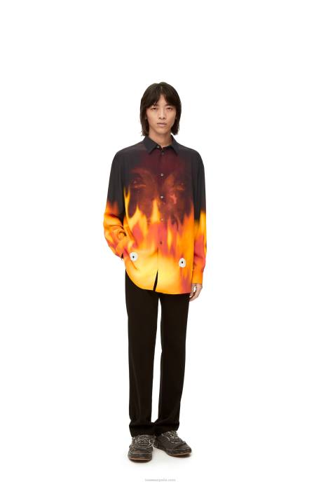 Loewe mujer camisa calcifer de viscosa LP64941 naranja multitono