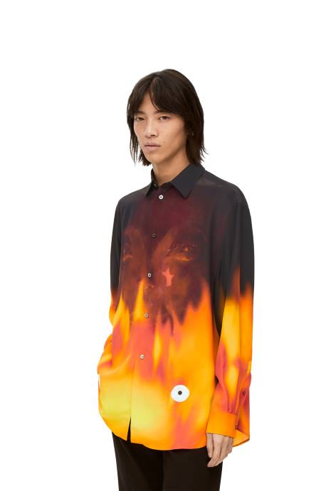 Loewe mujer camisa calcifer de viscosa LP64941 naranja multitono
