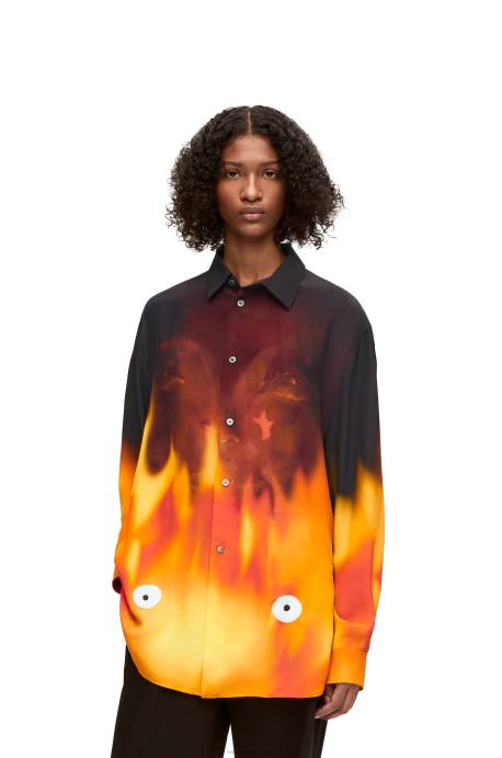 Loewe mujer camisa calcifer de viscosa LP64941 naranja multitono