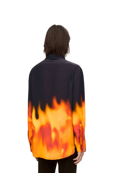 Loewe mujer camisa calcifer de viscosa LP64941 naranja multitono