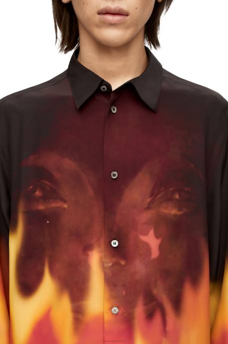 Loewe mujer camisa calcifer de viscosa LP64941 naranja multitono