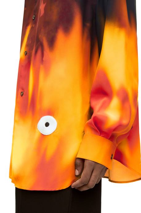 Loewe mujer camisa calcifer de viscosa LP64941 naranja multitono
