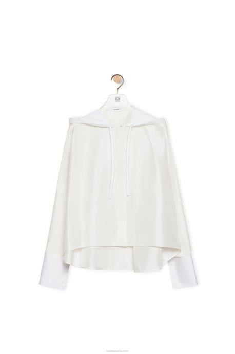 Loewe mujer camisa con capucha de seda LP64922 crudo