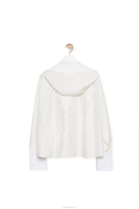 Loewe mujer camisa con capucha de seda LP64922 crudo