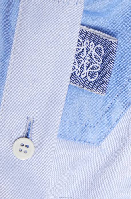 Loewe mujer camisa con trampantojo de algodón LP64920 azul claro
