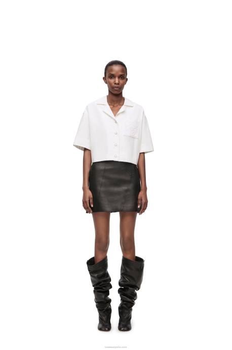 Loewe mujer camisa corta de mezclilla LP64859 blanco