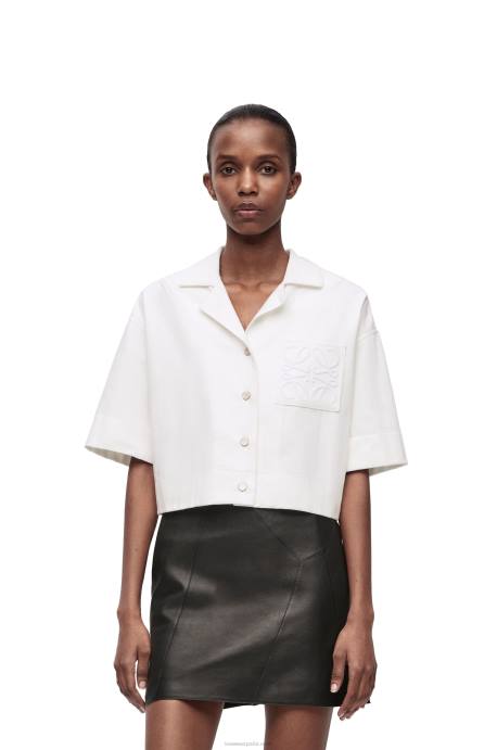 Loewe mujer camisa corta de mezclilla LP64859 blanco
