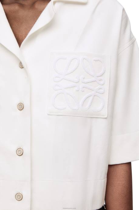 Loewe mujer camisa corta de mezclilla LP64859 blanco