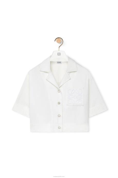 Loewe mujer camisa corta de mezclilla LP64859 blanco