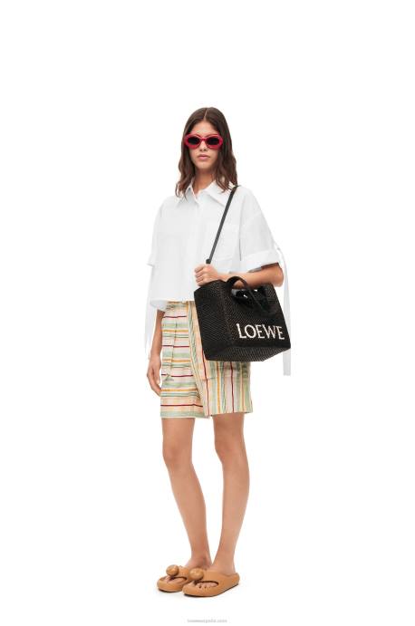 Loewe mujer camisa corta de trabajo de algodón LP64877 blanco